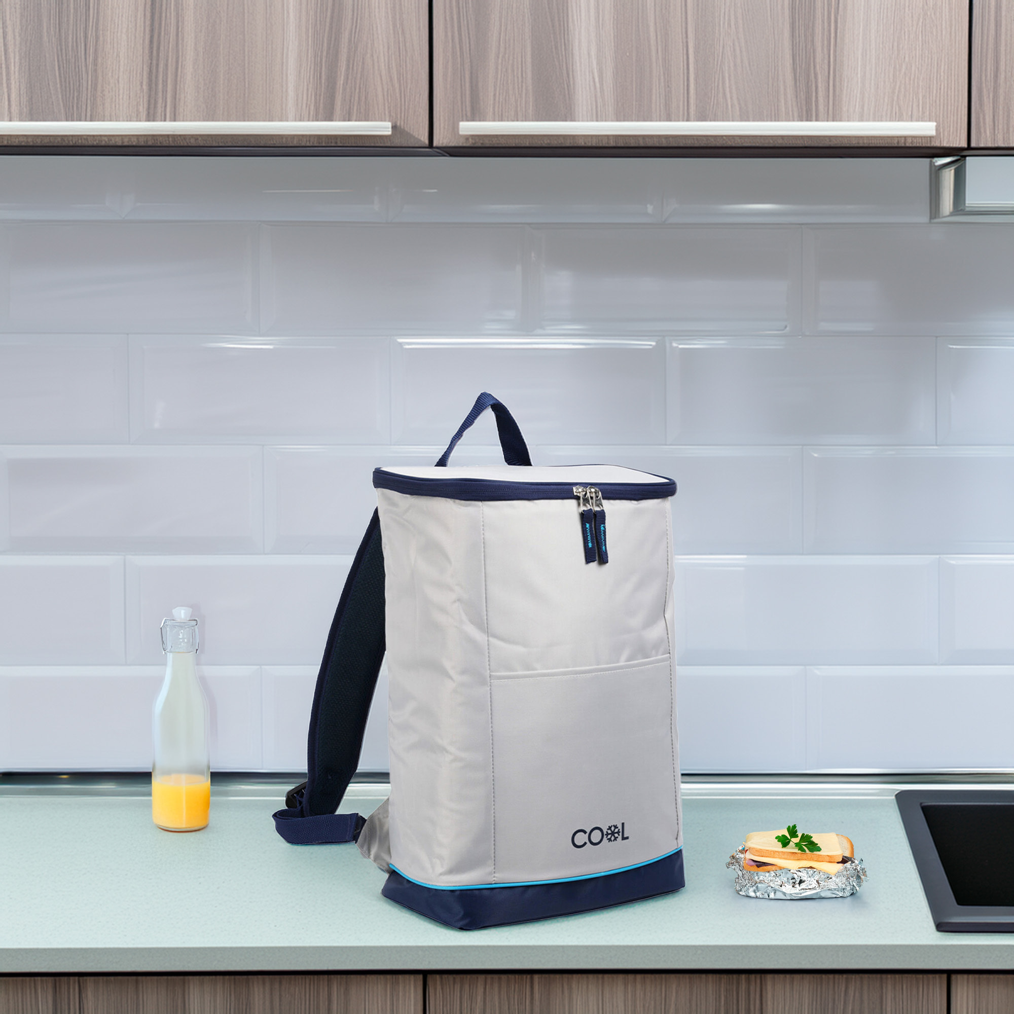 Well Home Mochila Cooler Bag 25 Litros en Poliéster 420D con Ribete en Azul Neón