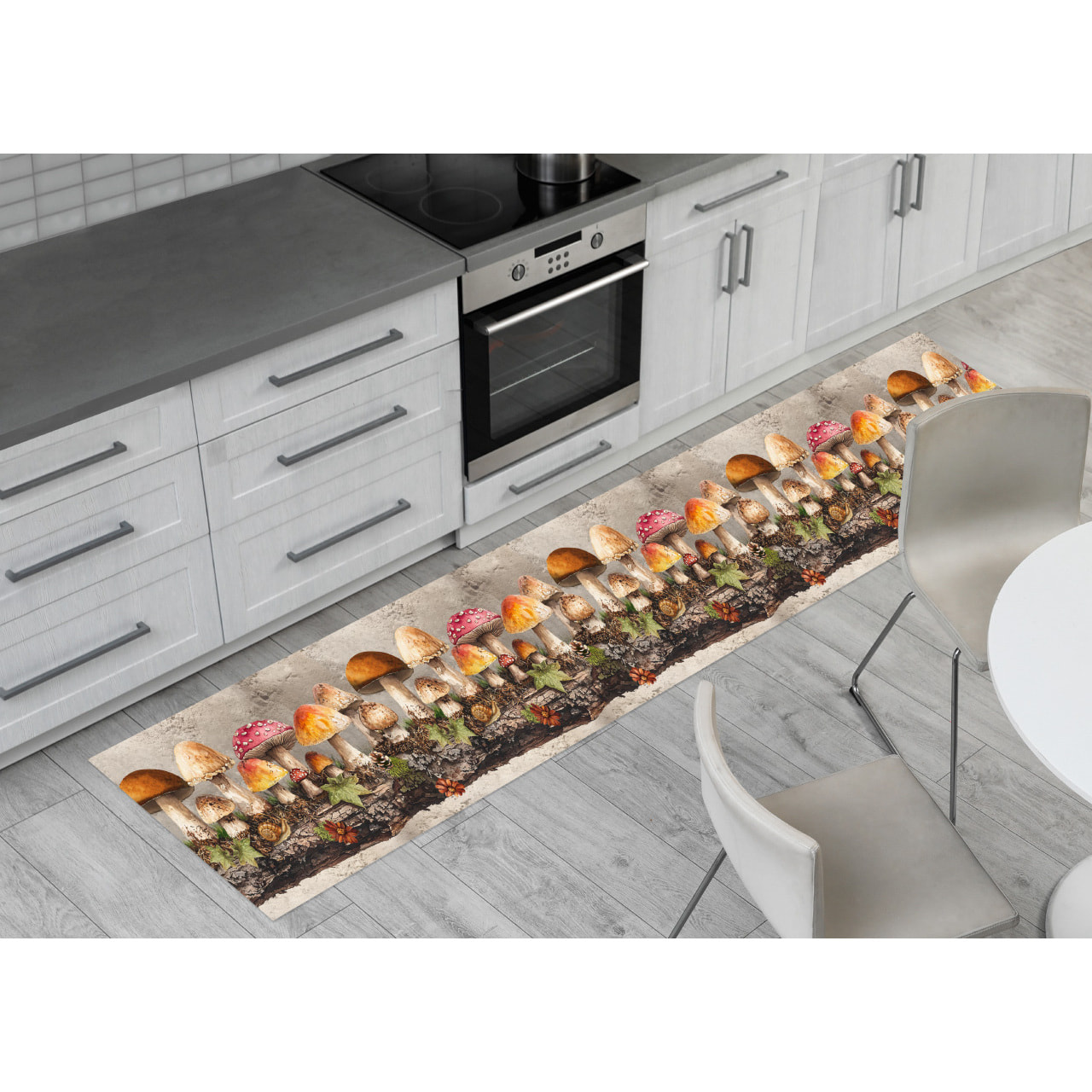 Tappeto Passatoia Corsia Cucina Ingresso Antimacchia Disegno Funghi 2657