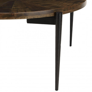 KIARA - Table basse ronde 80x80cm bois recyclé pieds métal