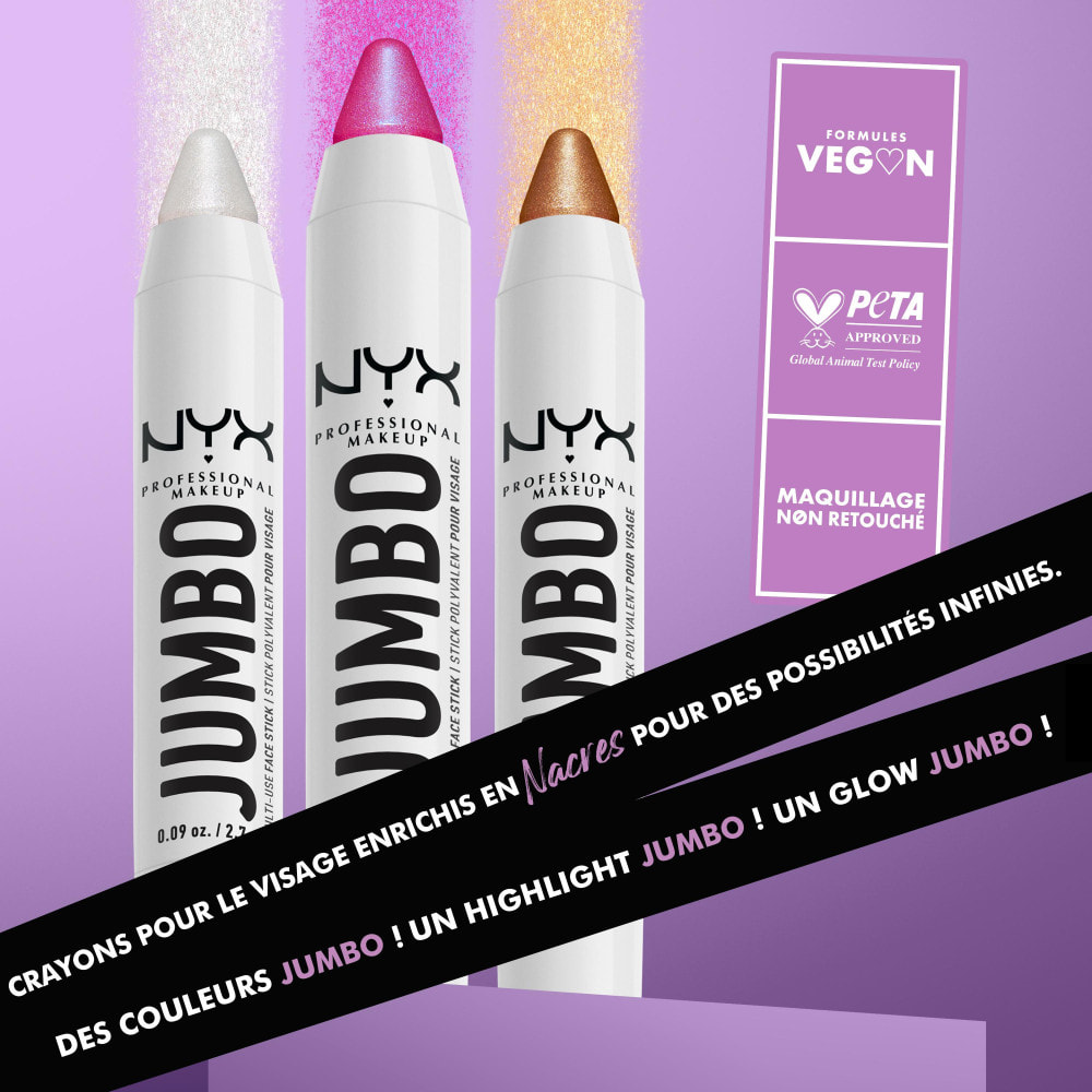 NYX Professional Makeup Crayon Highlighter Multi-Usage Rétractable Jumbo Multi-Use Face Stick Blueberry Muffin