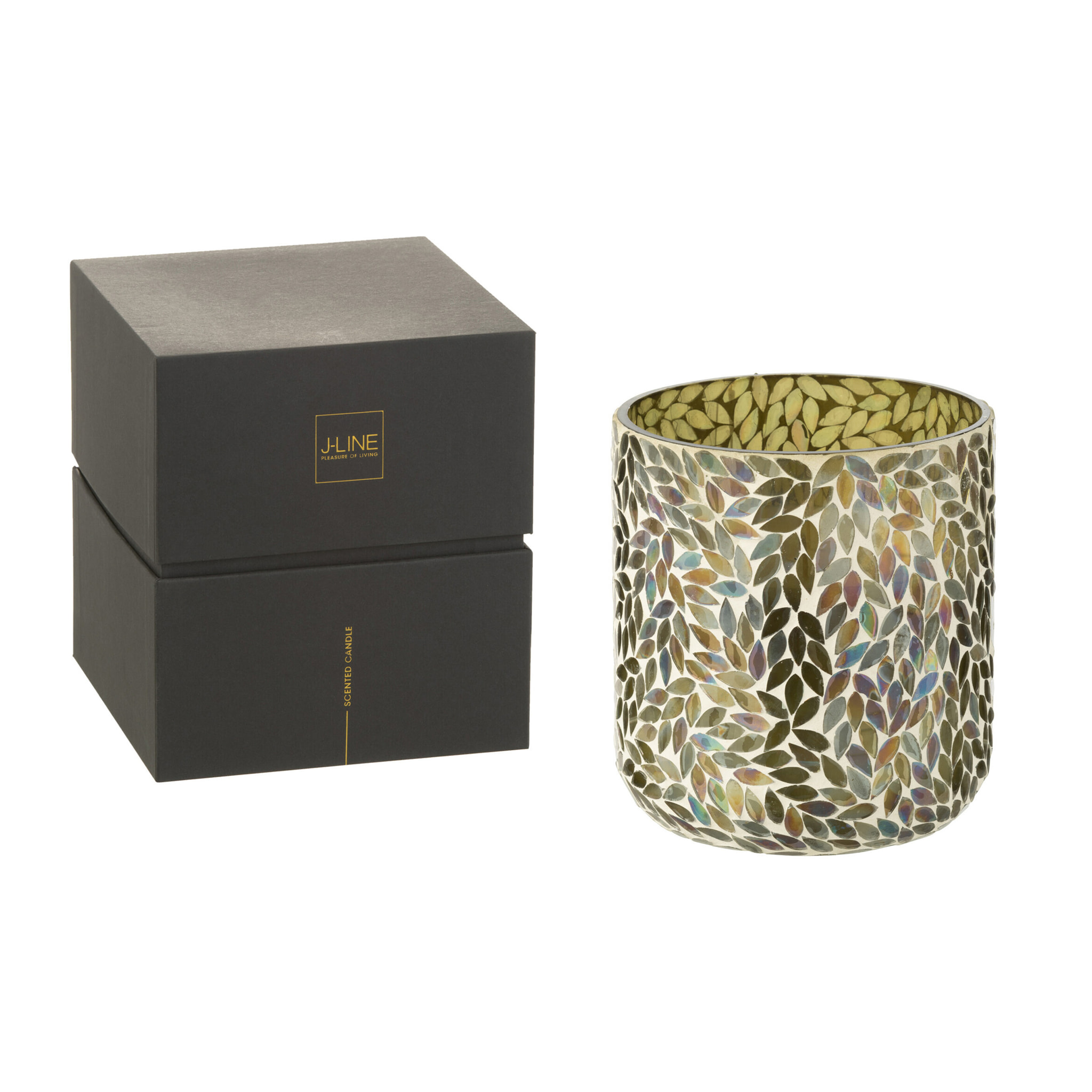 J-Line bougie parfumée Tea & Herbs - verre - vert - large - 120H