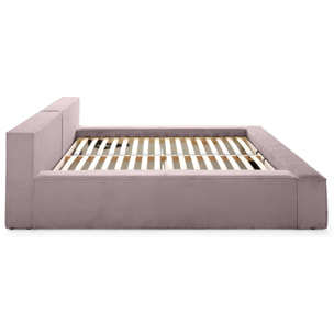 Stella - lit coffre - 180x200 cm - sommier inclus - en velours côtelé - Rose