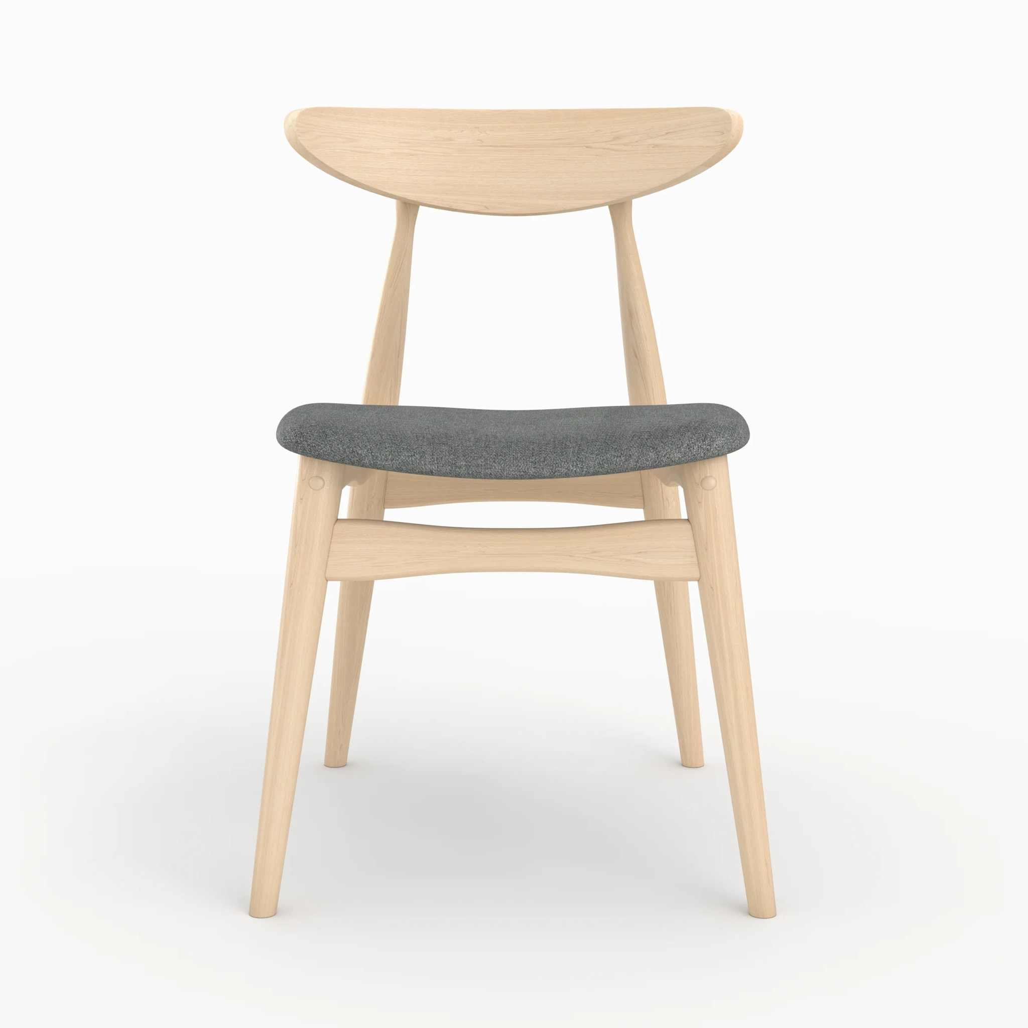 Lot de 2 chaises en tissu gris et bois d'hévéa - Josette