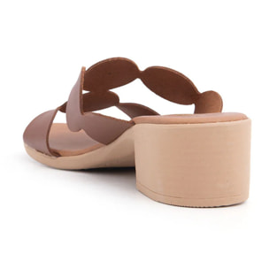 Sabot geometric-cut con tacco in vera pelle - BRUCIATO