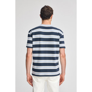 Maglietta blu a righe con logo in gomma Polo Club