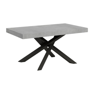 Mesa extensible 90x160/264 cm Volantis Cemento estructura Antracita