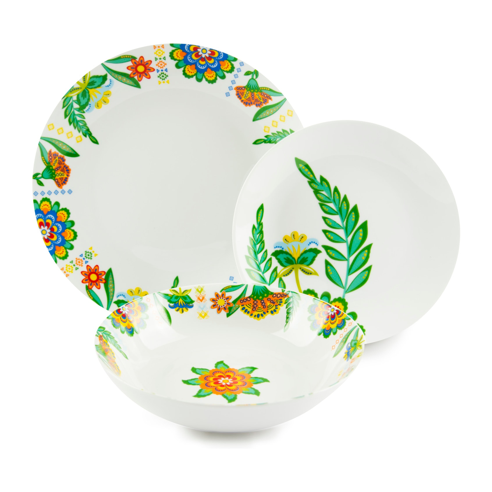 Service de table 18 pièces Excelsa – Gipsy Flower, Porcelaine Blanc