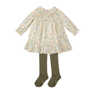 VESTIDO CON LEOTARDOS MOSTAZA - Mostaza