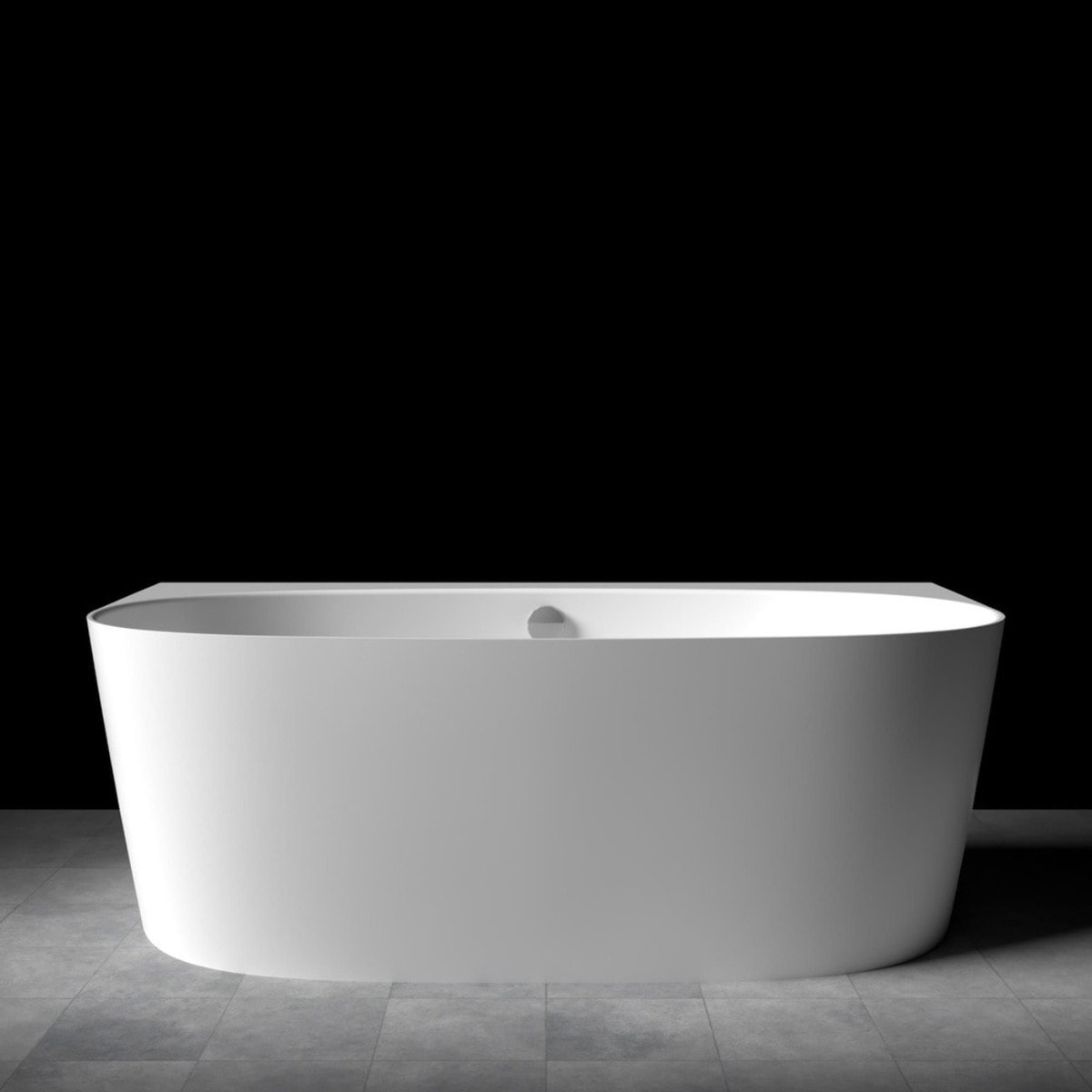 Agnes 158x86 cm Baignoire autoportante en marbre coulé, sans pieds, blanc (SATAG1580)