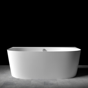 Agnes 158x86 cm Baignoire autoportante en marbre coulé, sans pieds, blanc (SATAG1580)