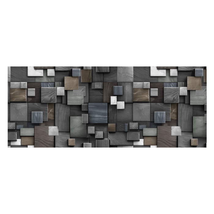 Tappeto Passatoia Corsia Cucina Ingresso Antimacchia Disegno Quadri 3d Grigio 3765