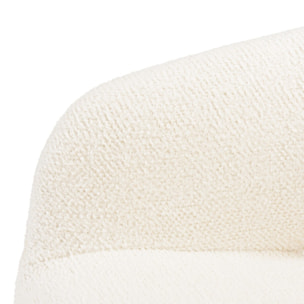 MINA - Chaise de bureau à roulettes en tissu écru dossier ouvert