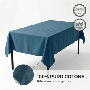 Tovaglia ajour in cotone - PETROLIO