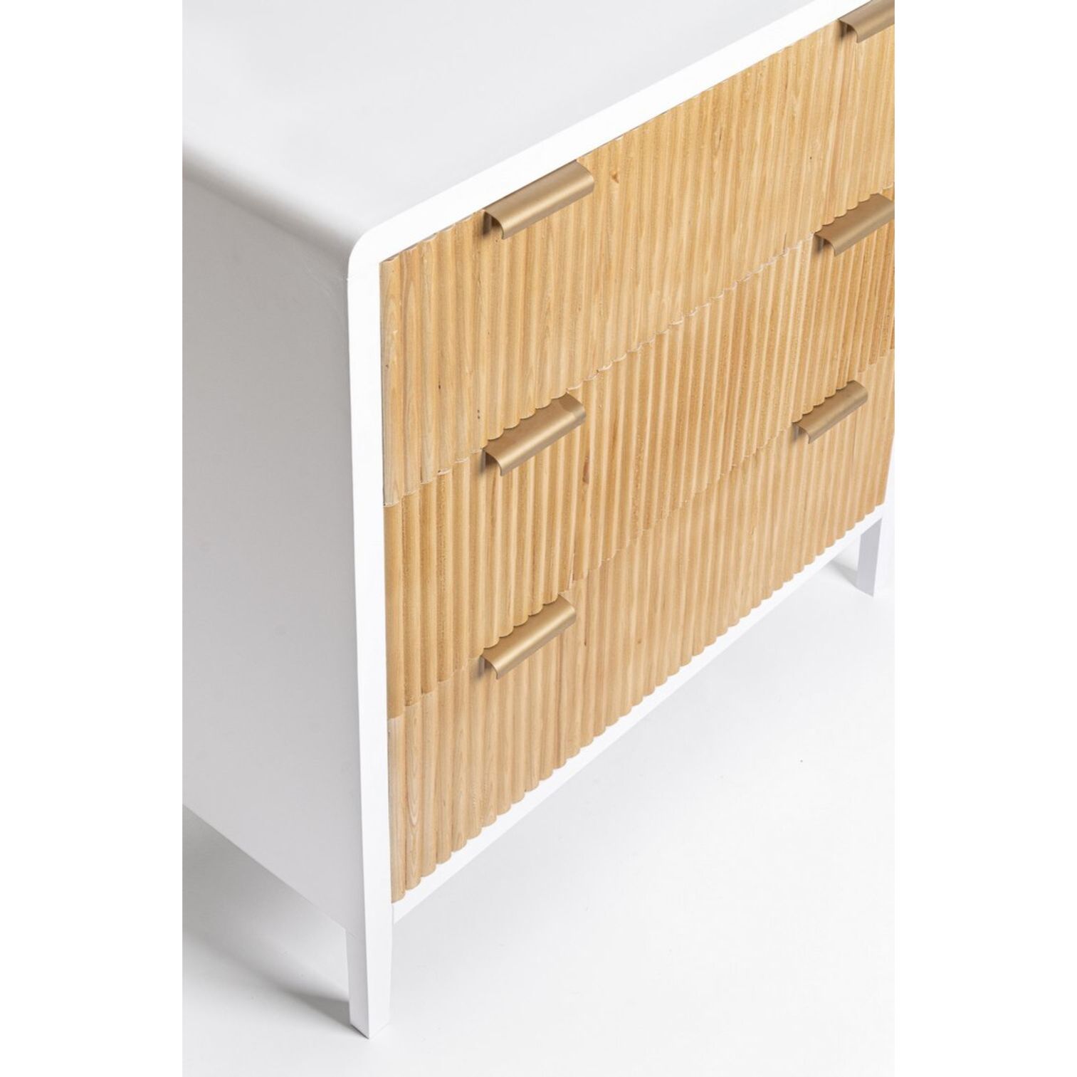 Cassettiera CHARLEY in legno bianco e 3 cassetti in legno naturale paulownia, 80x40x82 cm