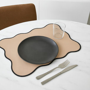 Set de table rectangulaire unis et bords ondulés - Noir