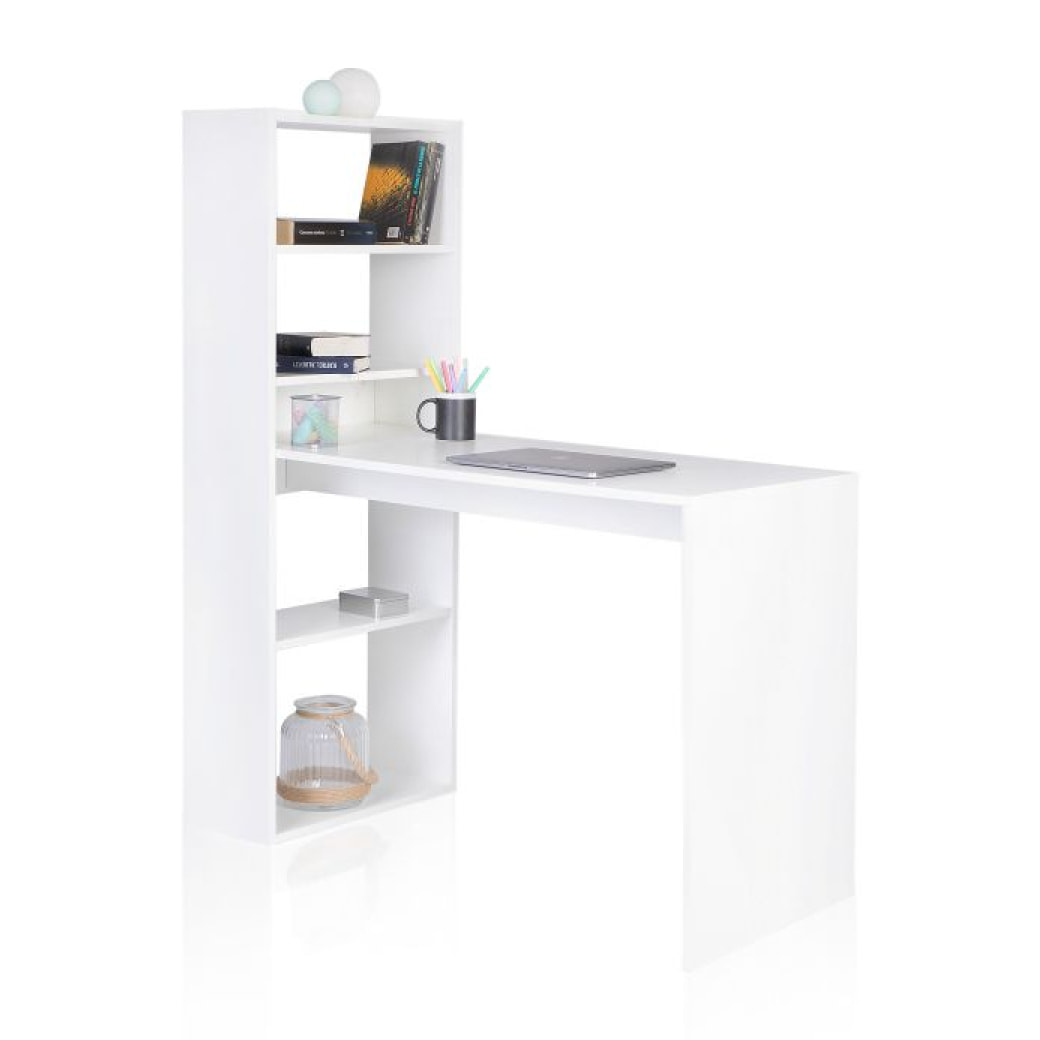 Mesa de estudio con estantería Qanik Blanco