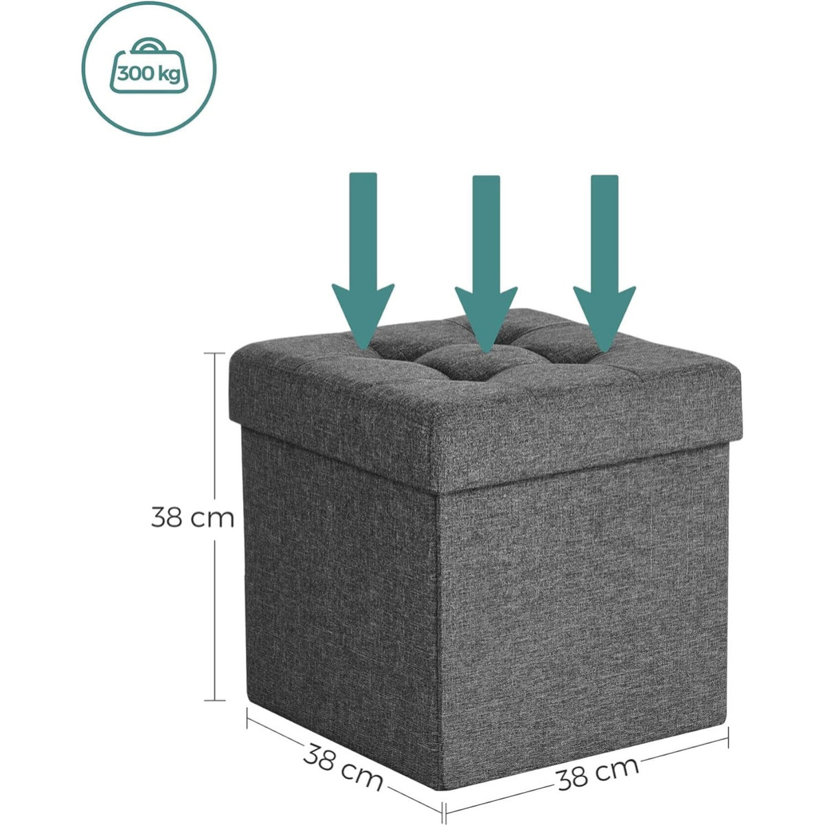 Pouf contenitore pieghevole grigio scuro in simil lino