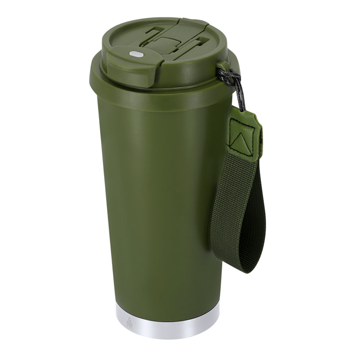 Vaso térmico con 500 ml de capacidad en Acero Inoxidable Reciclado. Cuenta con doble sistema de bebida, orificio con cierre hermético y pajita integrada. Libre de BPA.