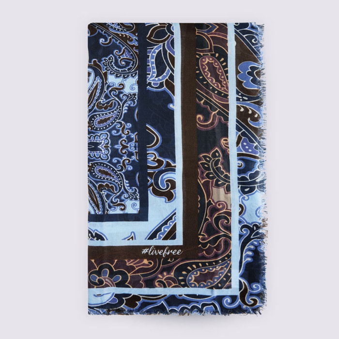 Fiorella Rubino - Foulard lungo con stampa paisley - Blu