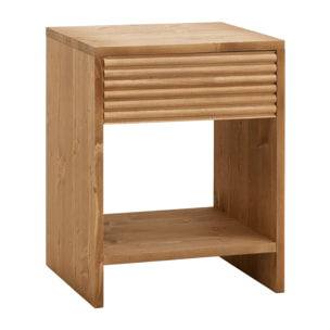 Table de chevet en bois massif avec un tiroir en ton chêne moyen en différentes tailles