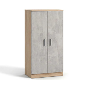 Zapatero de 2 puertas en roble canadian y gris cemento 55x108 cm Liam Roble Canadian - Gris Cemento