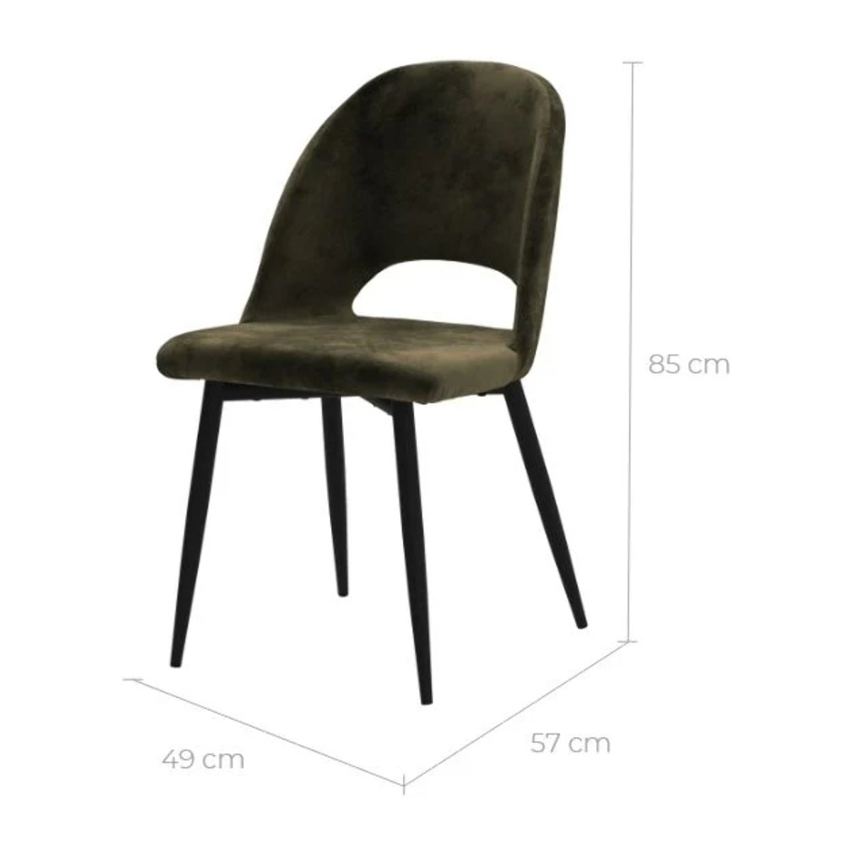 Lot de 2 chaises en velours vert et pieds en métal noir - Pénélope