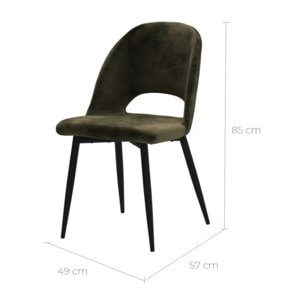 Lot de 2 chaises en velours vert et pieds en métal noir - Pénélope