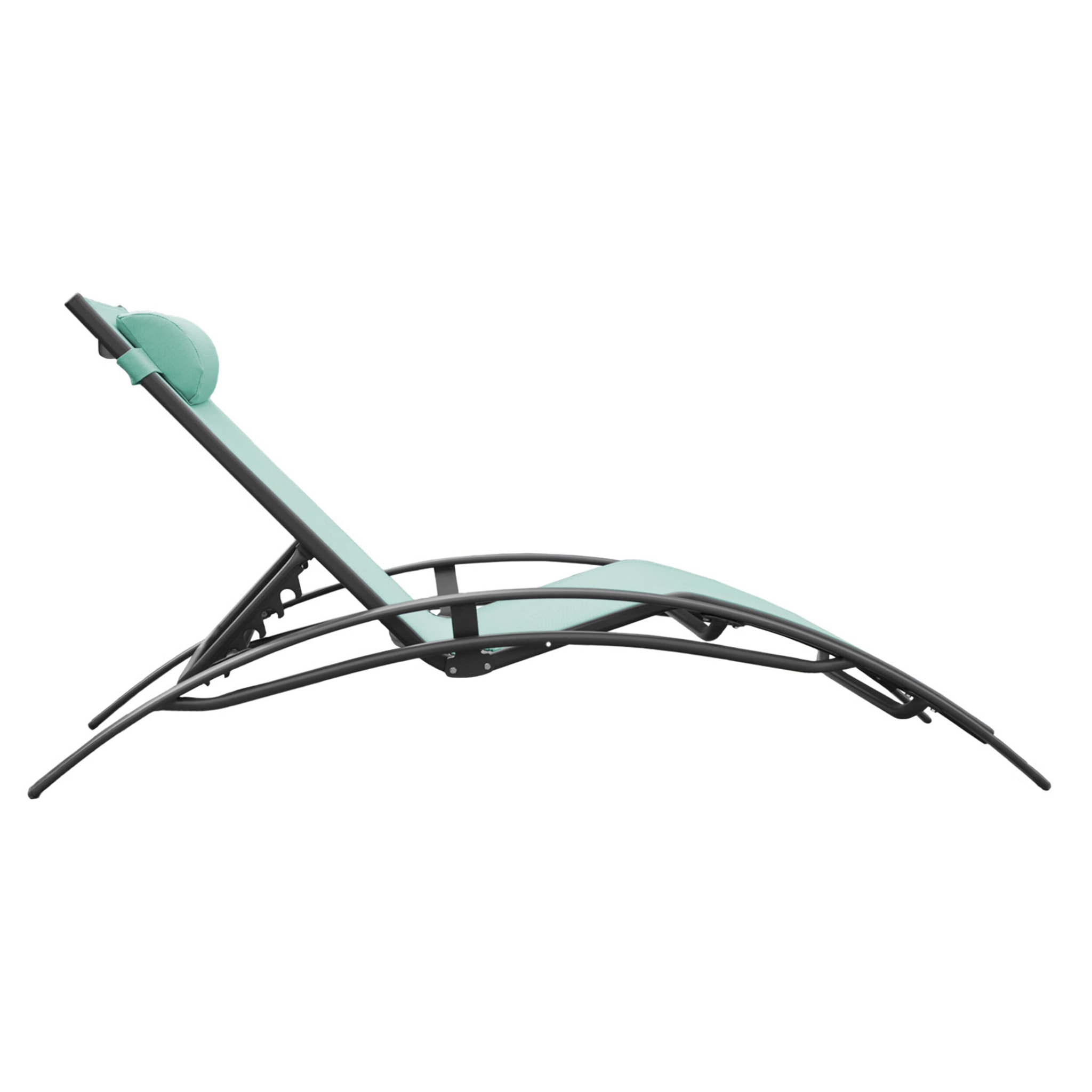 Lot de 2 transats GALAPAGOS en textilène vert d'eau - aluminium gris anthracite