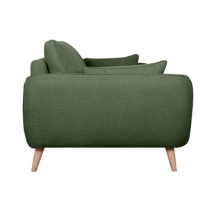 Canapé scandinave 3 places en tissu kaki et bois clair CREEP