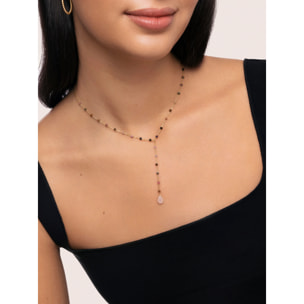 Collar Y Turmalina Stones Acero Baño Oro