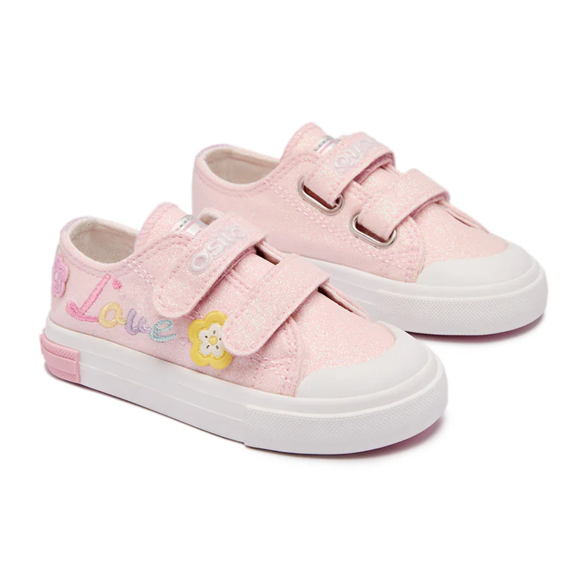 Zapatillas Bajas de Bebés Glitter Flores