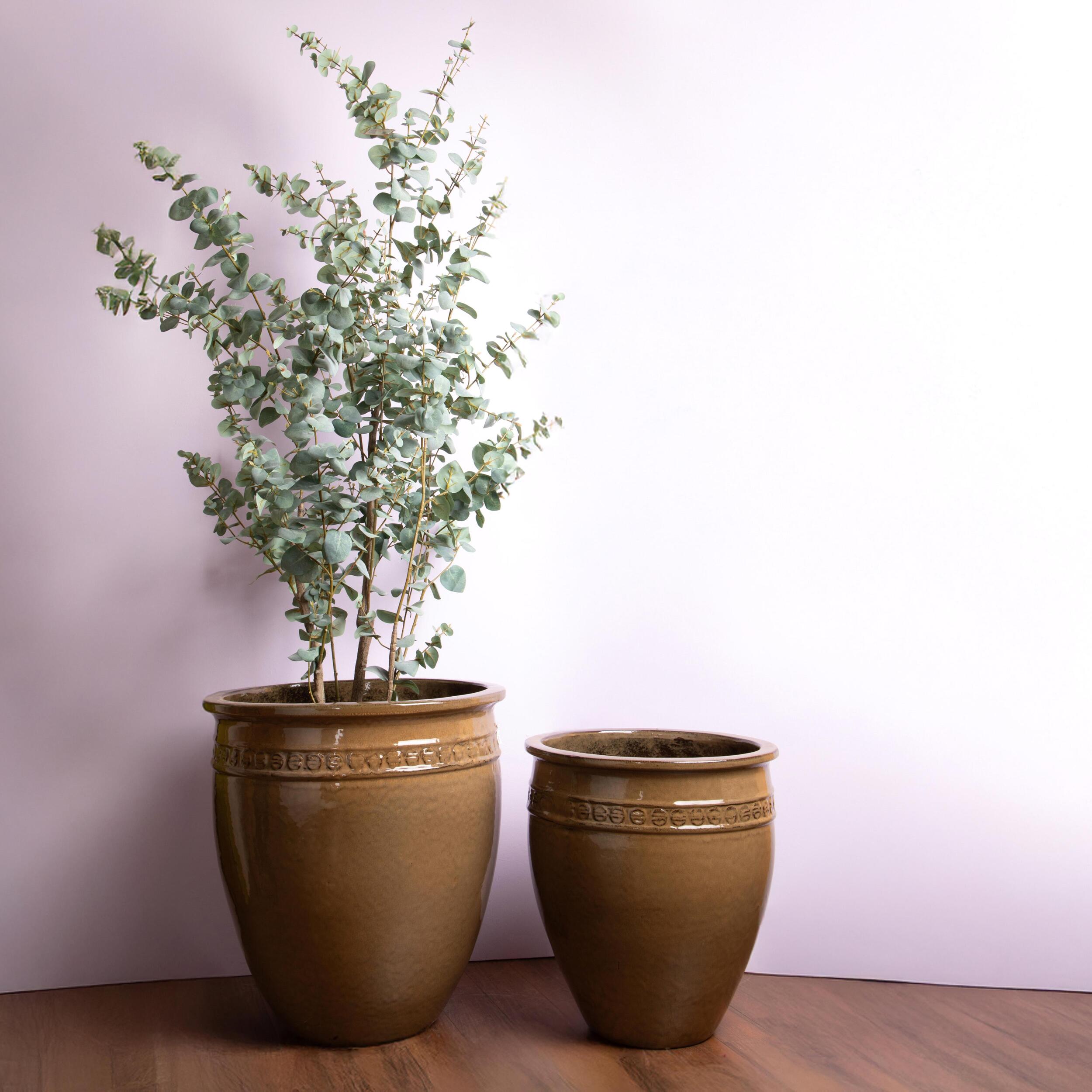 Set 2 vasi conca - Colore Crema - 50xH59x55cm - Bianchi Dino