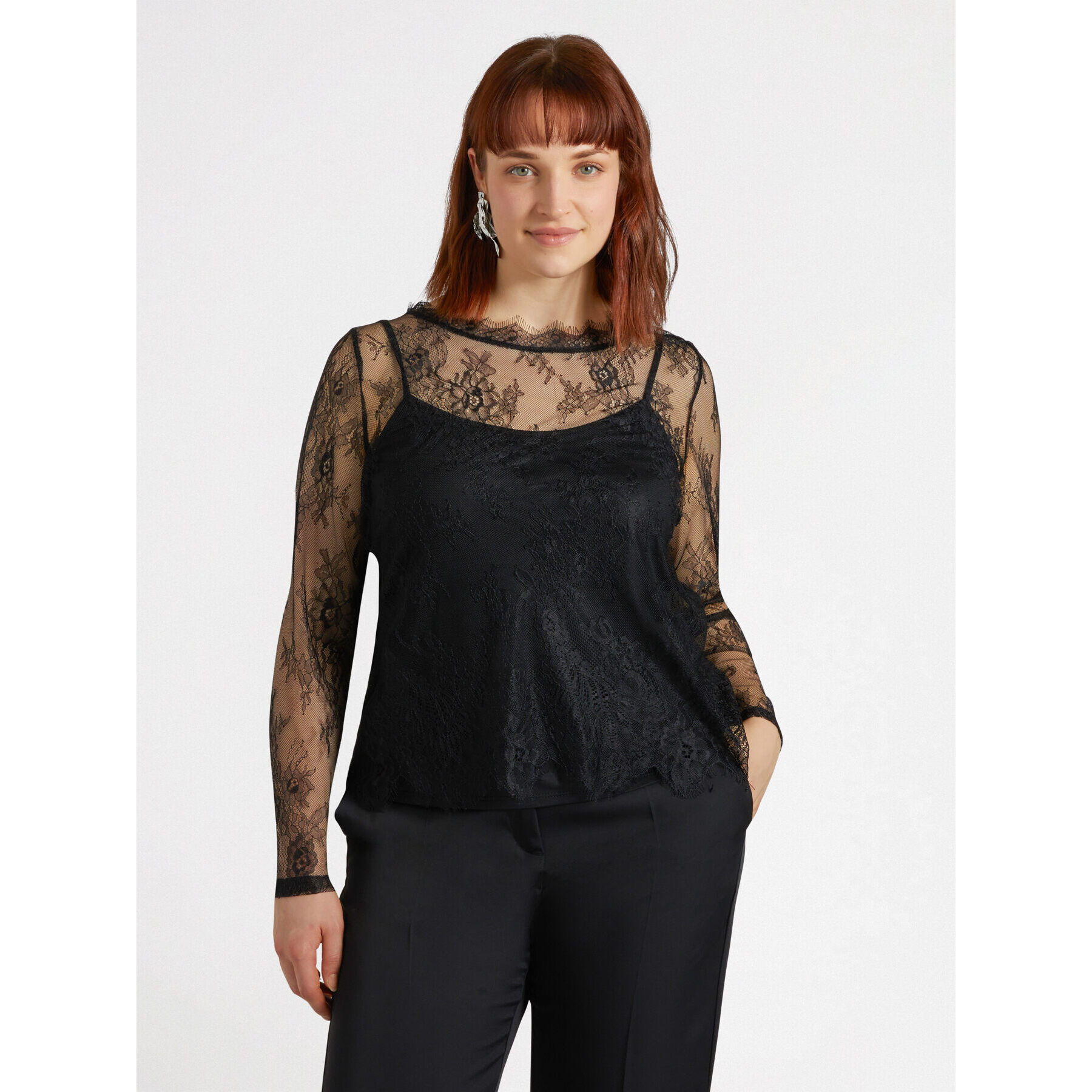 Fiorella Rubino - Camiseta de encaje - Negro