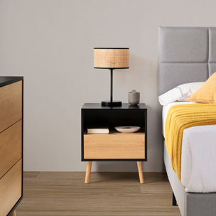 Mesita de noche Apolo 1 cajón Color Negro/Madera