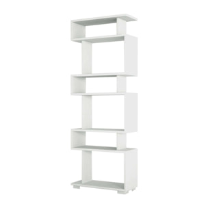 Libreria Dpeeter, Scaffale da ufficio, Mobile portalibri, Biblioteca, 60x20h165 cm, Bianco