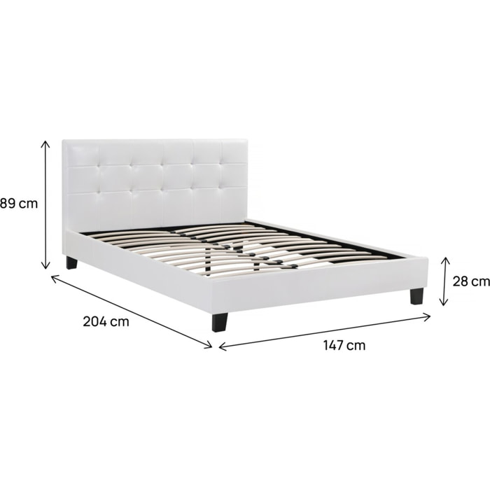 Lit double en pvc "Julia" - 140 x 190 cm - Blanc