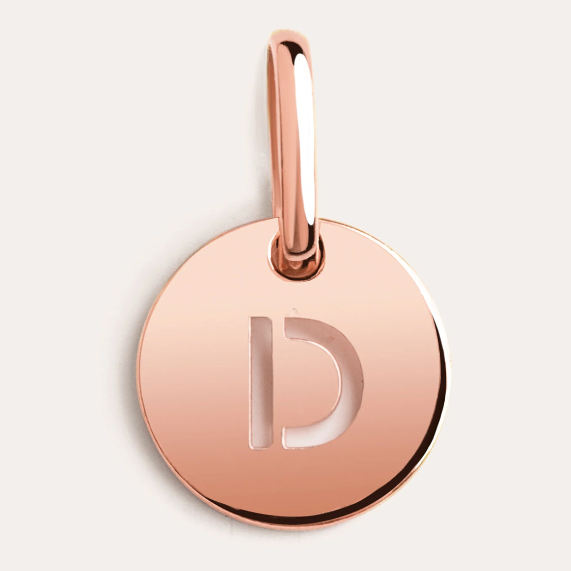 Charm Mini Medallion Letter Argento Placcato Oro Rosa