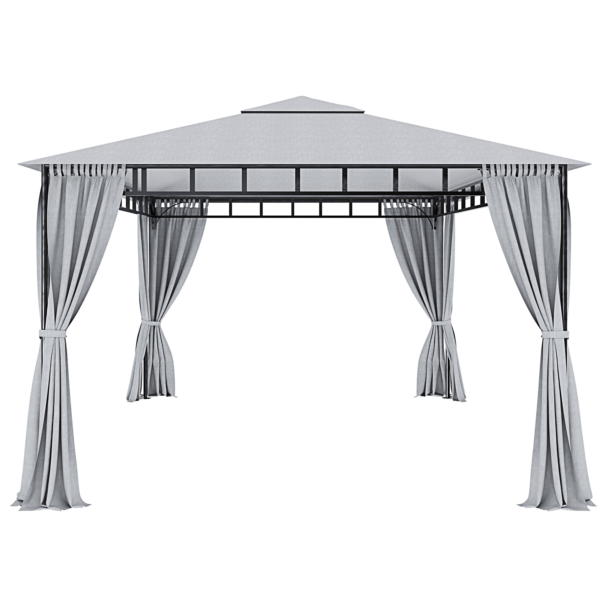 Gazebo Da Giardino 3 x 4 M Con Tende Laterali Richiudibili Struttura In Acciaio Robusto Copertura Impermeabile 180 g/m² Con 4 Teli Laterali Esterno Giardino Piscina Fiere Ombreggiante Privacy Grigio