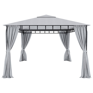 Gazebo Da Giardino 3 x 4 M Con Tende Laterali Richiudibili Struttura In Acciaio Robusto Copertura Impermeabile 180 g/m² Con 4 Teli Laterali Esterno Giardino Piscina Fiere Ombreggiante Privacy Grigio