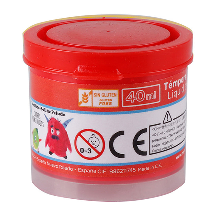 PACK 6 UDS TEMPERA 40 ml ROSSO