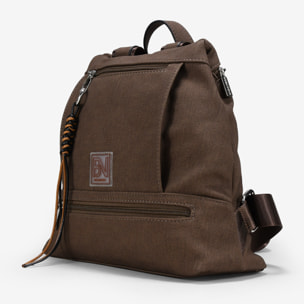 Mochila antirrobo marrón con cremalleras