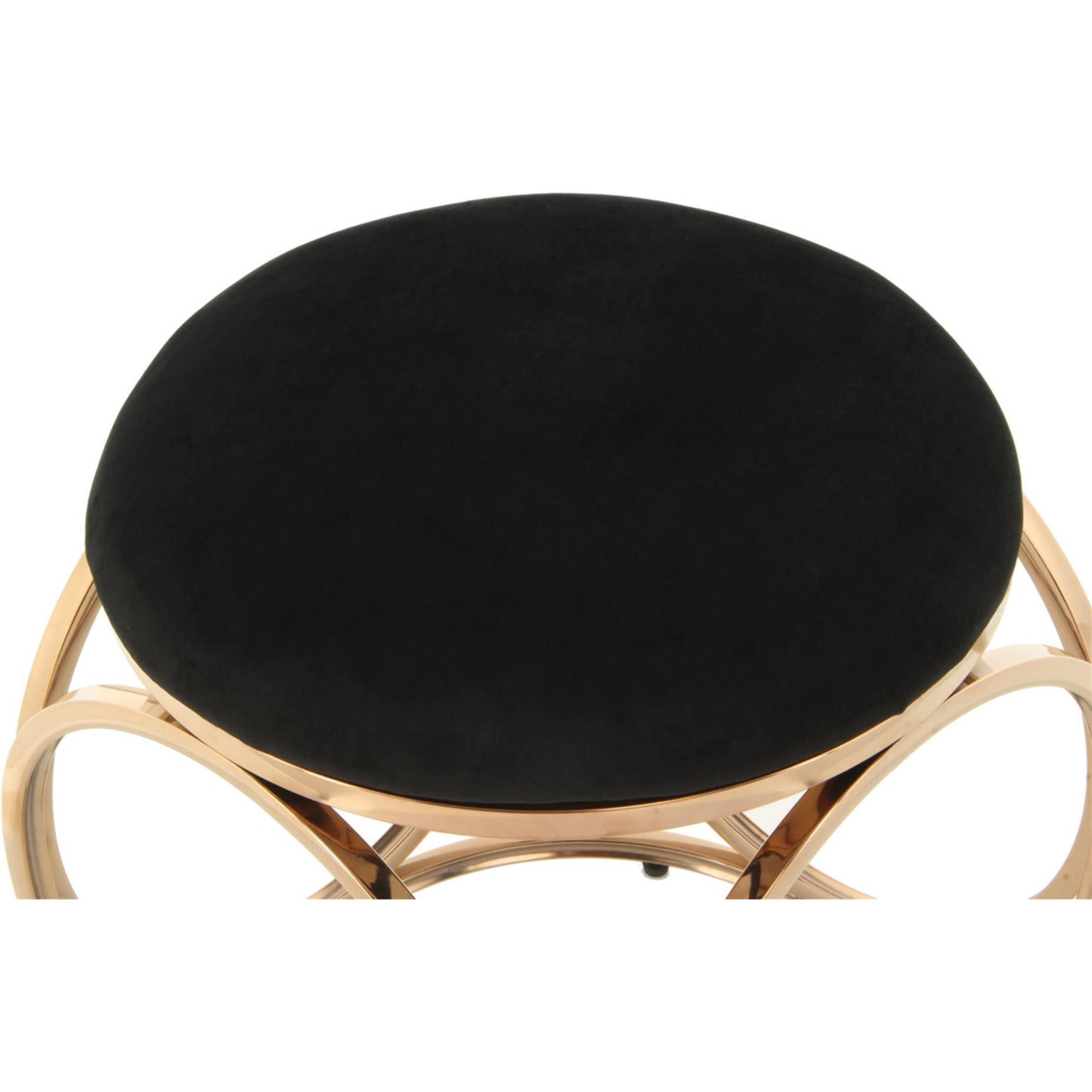 Pouf Whitney 325 in velluto nero e acciaio oro rosa