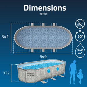 Bestway Piscine hors sol tubulaire ovale Bestway Power Steel Swim Vista 549 x 274 x 122 cm décor pierres