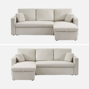 Canapé d'angle convertible réversible 3 places velours côtelé IDA