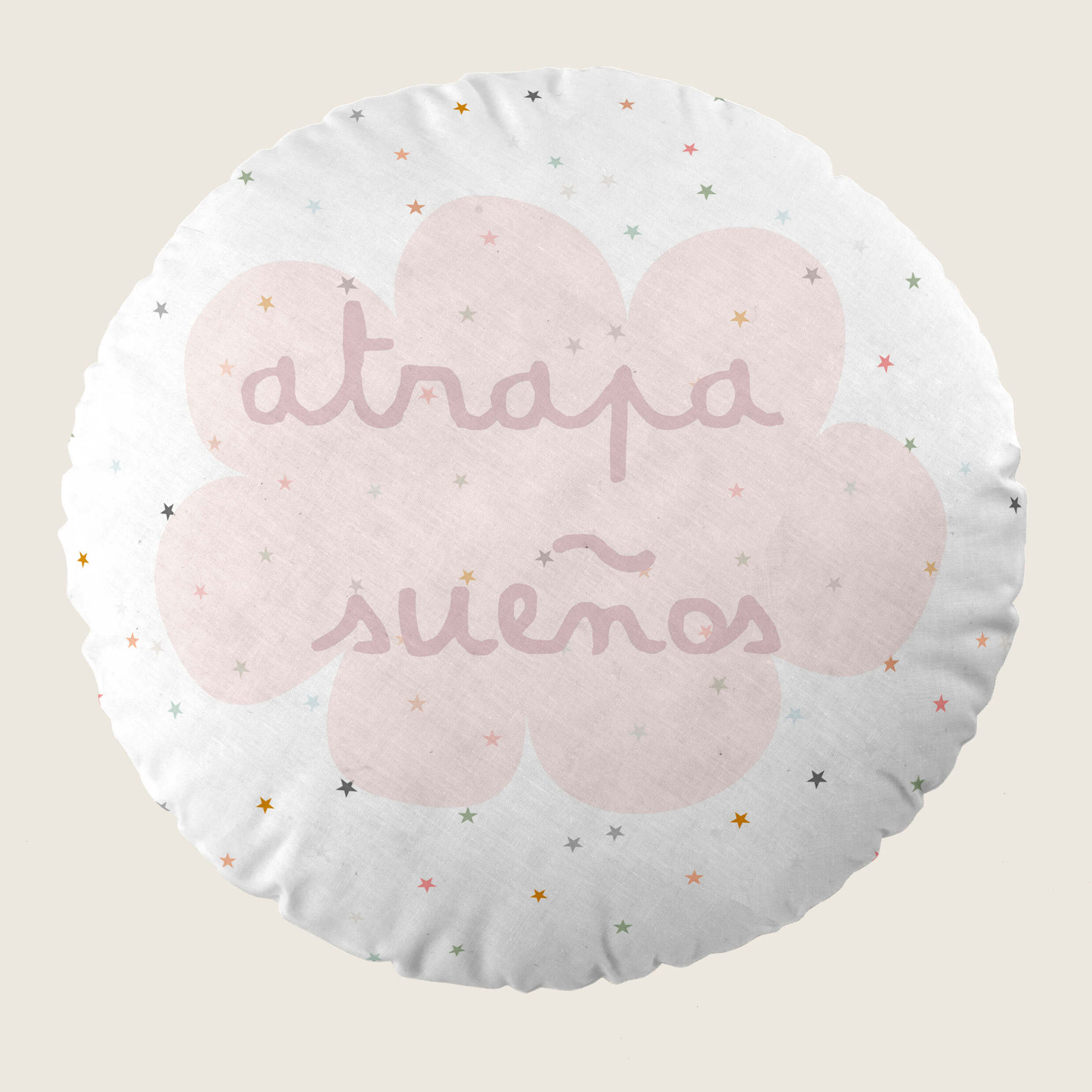 Cojín Redondo Estampado - Con Relleno - Algodón - Pegaso Mágico