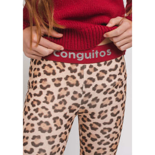 Leggings in neoprene leopardato per ragazze