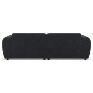 Aumance - canapé droit 4 places avec double méridienne assise profonde en velours texturé - Gris foncé