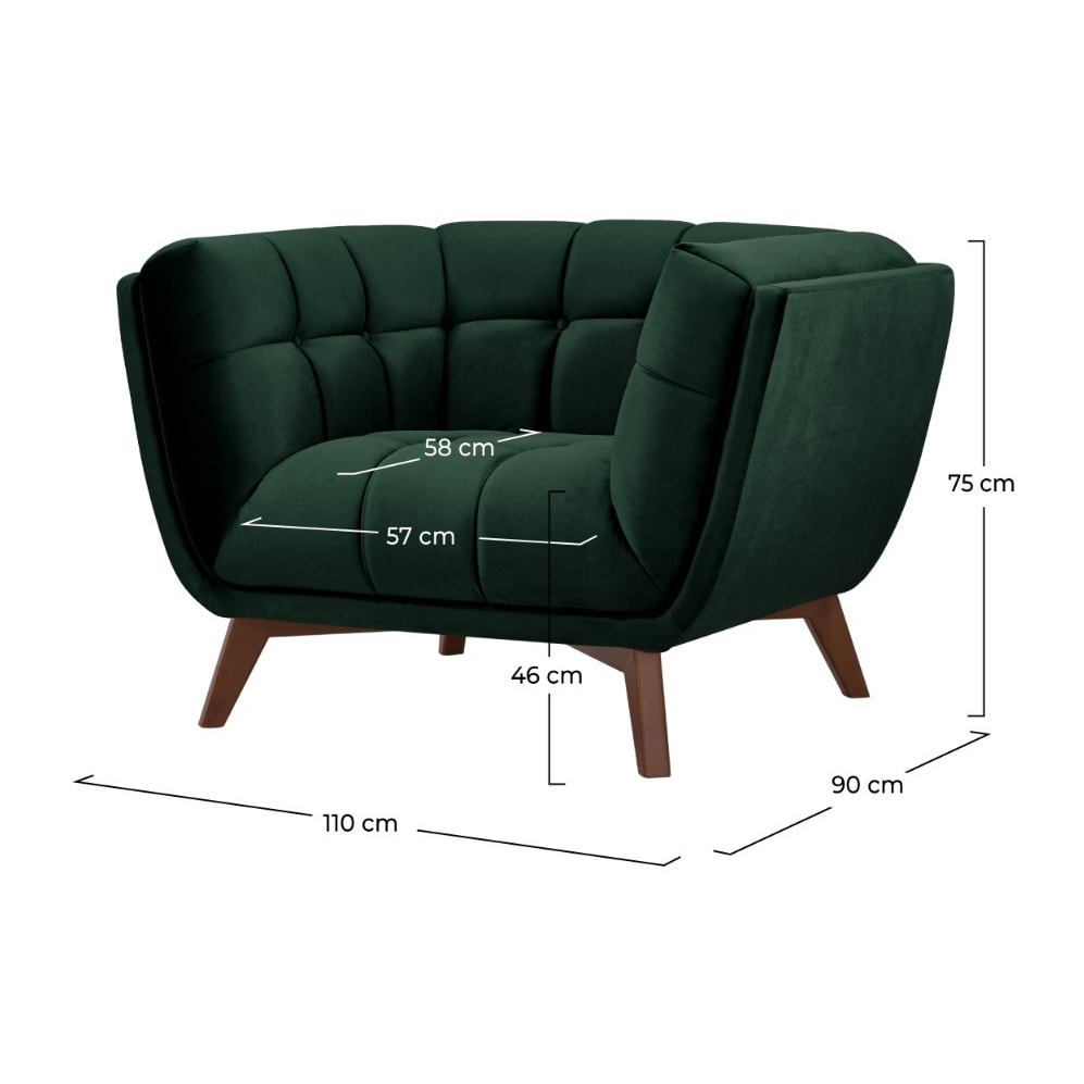 Fauteuil en velours vert foncé - Mona