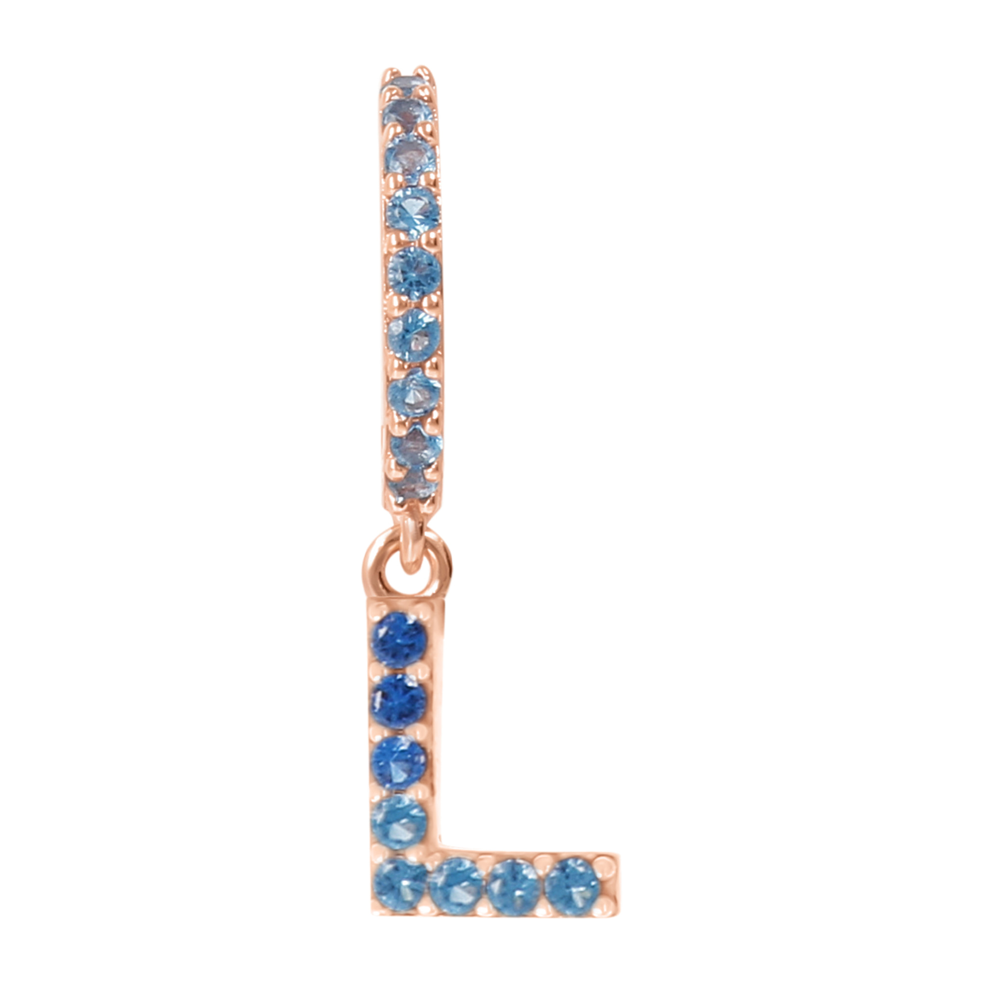 Orecchino Pendente con Lettera L in Pavé di Cubic Zirconia Blu