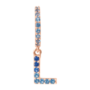 Orecchino Pendente con Lettera L in Pavé di Cubic Zirconia Blu